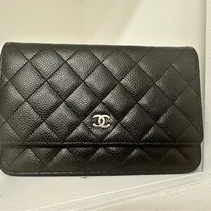 Chanel Black Caviar Leather Wallet on Chain